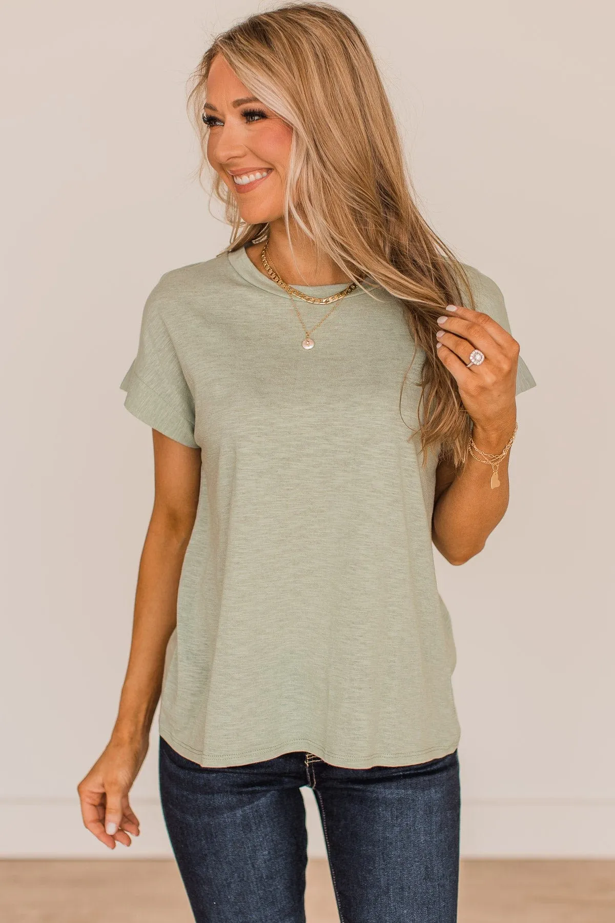 Find Your Shine Short Sleeve Top- Sage