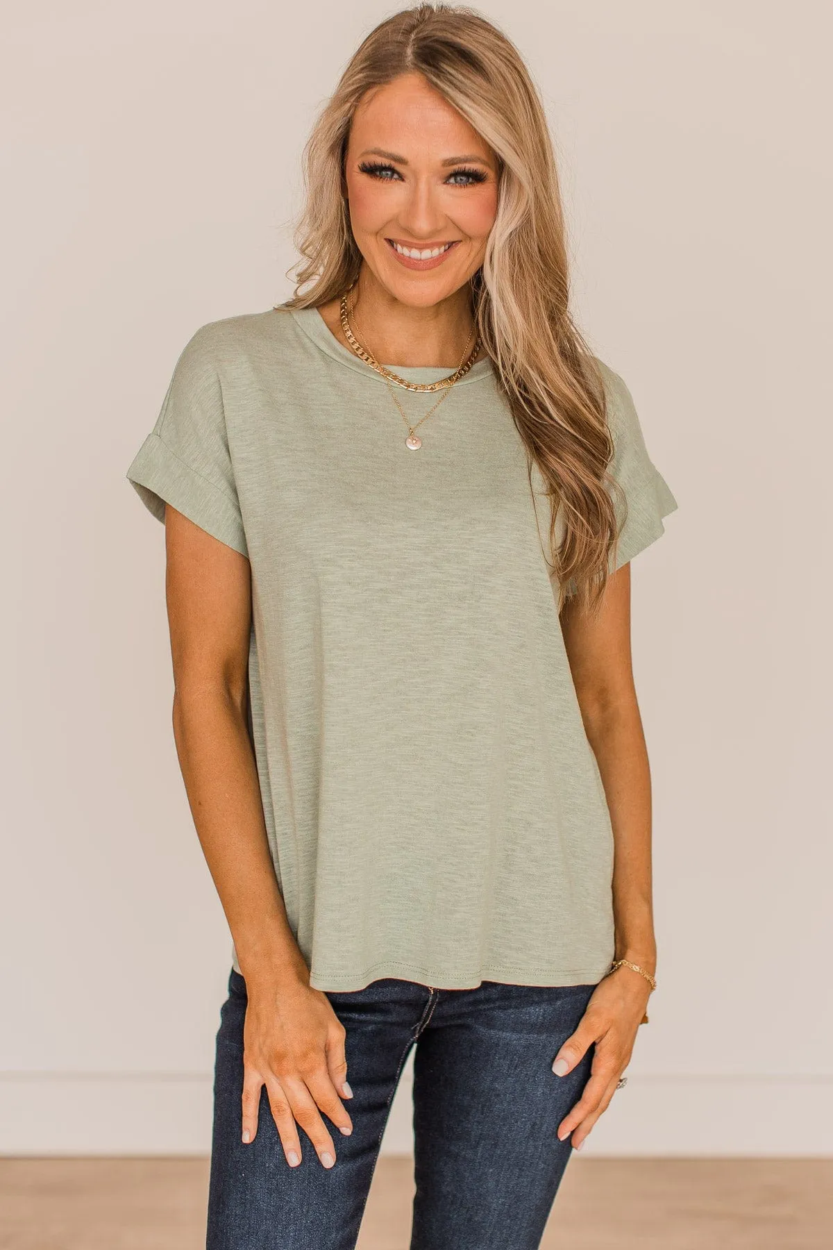 Find Your Shine Short Sleeve Top- Sage