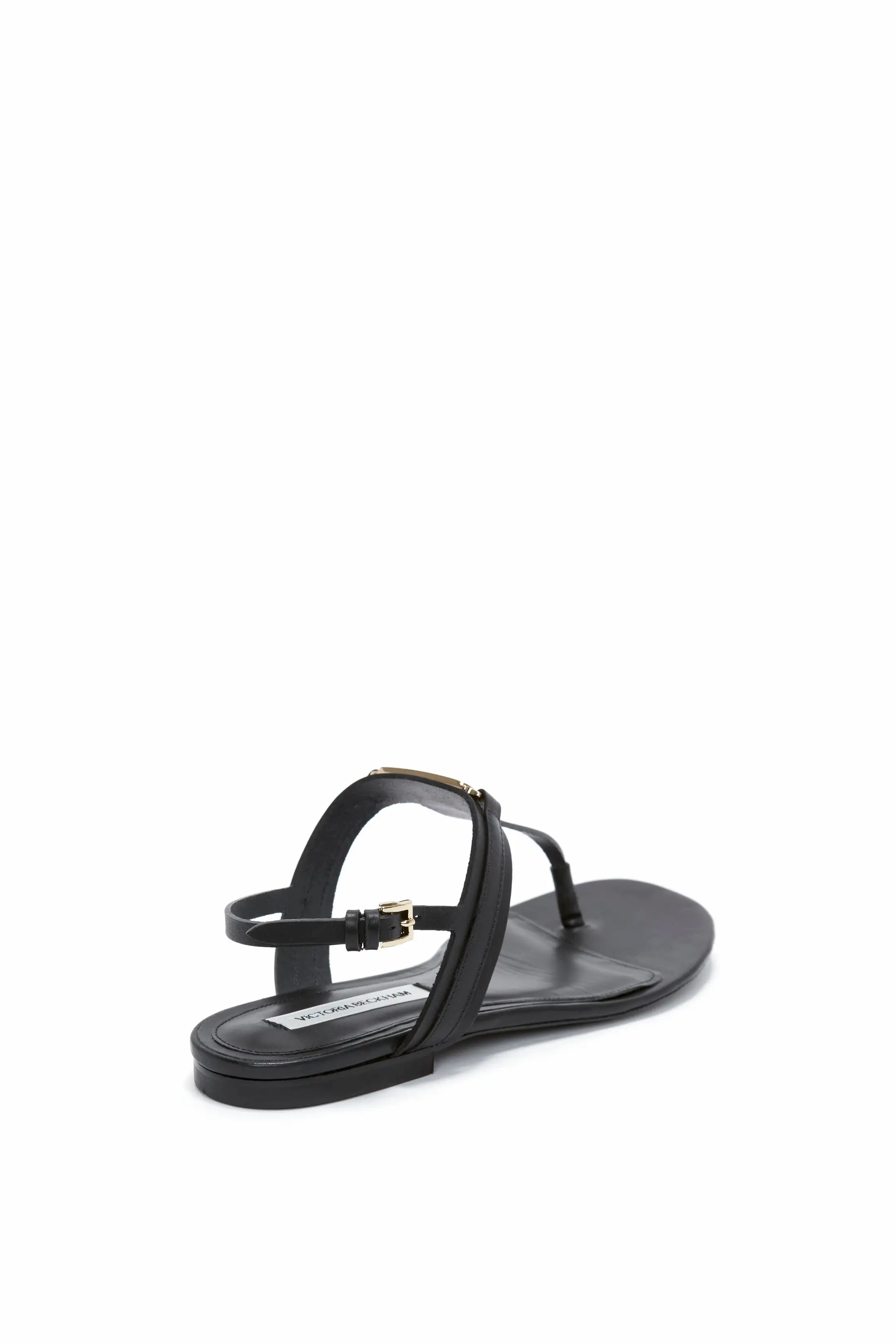 Flat Chain Sandal In Black Leather