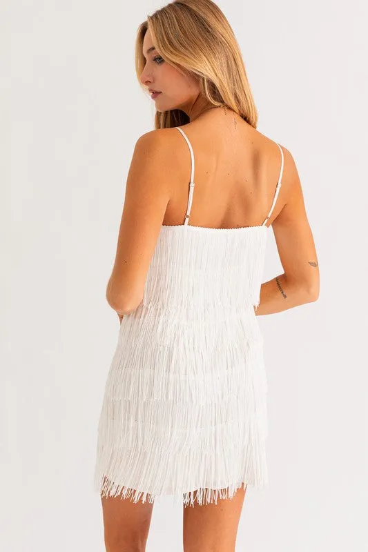 Fringe Detail Mini Dress