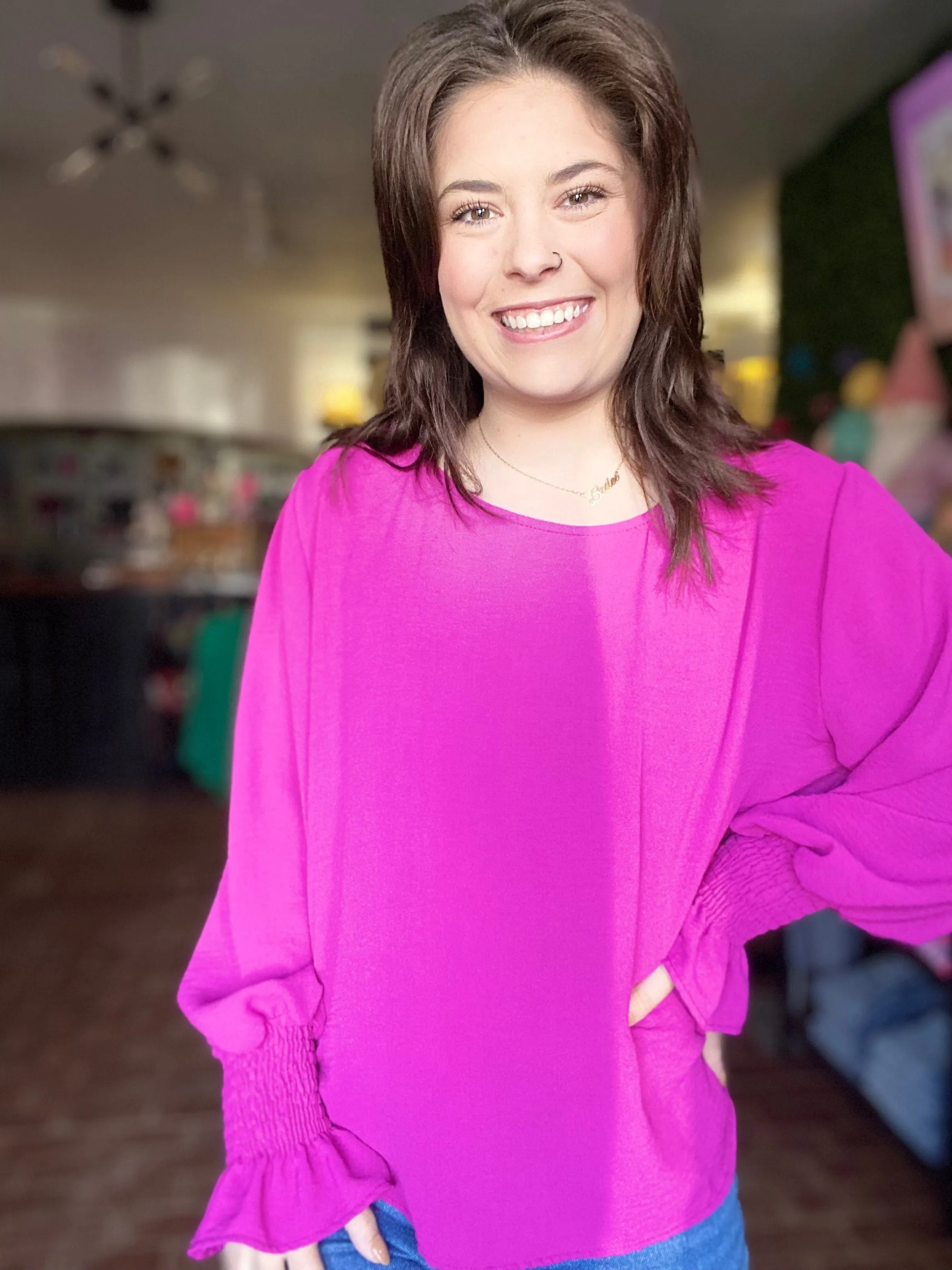 Fuchsia Funky Sleeve Top