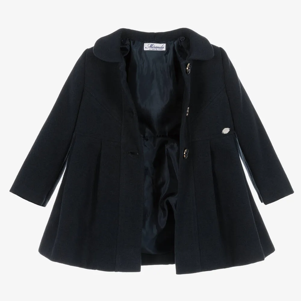 Girls Navy Blue Felted Coat