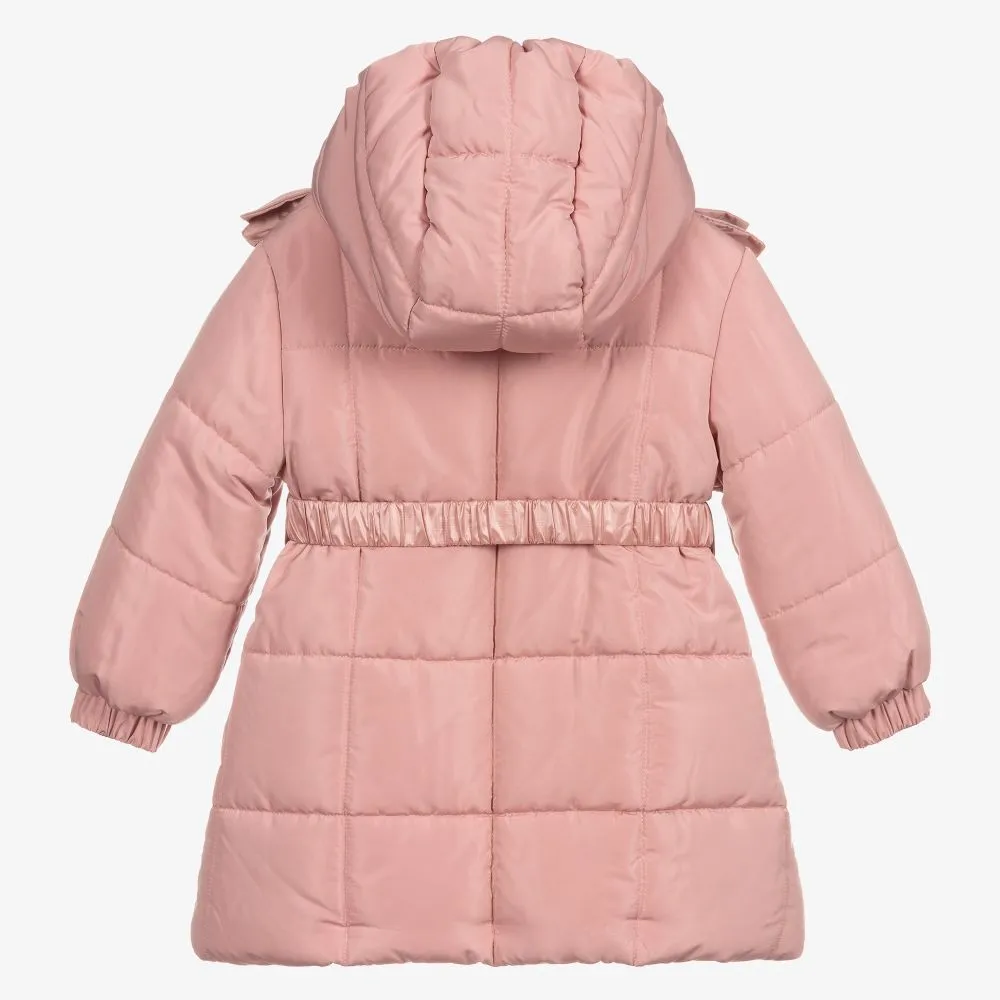 Girls Pink Hooded Puffer Coat