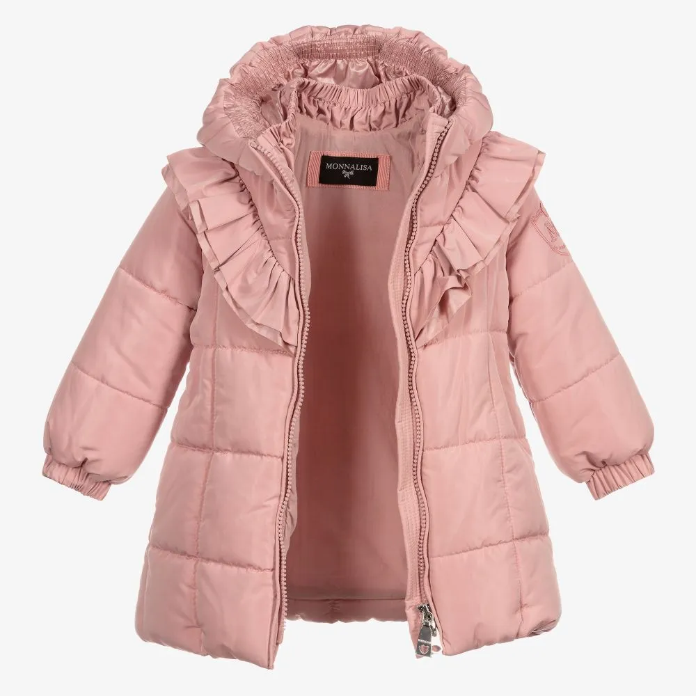 Girls Pink Hooded Puffer Coat