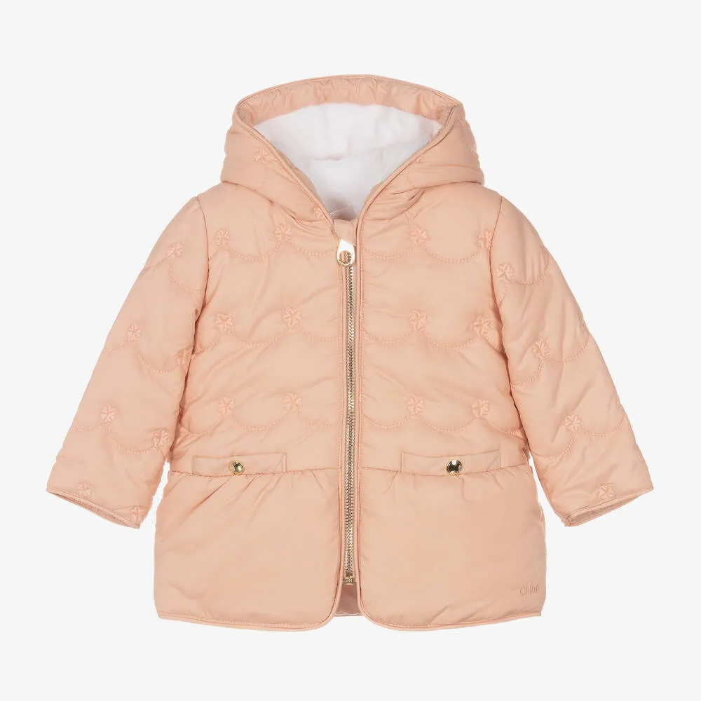 Girls Pink Quilted Coat