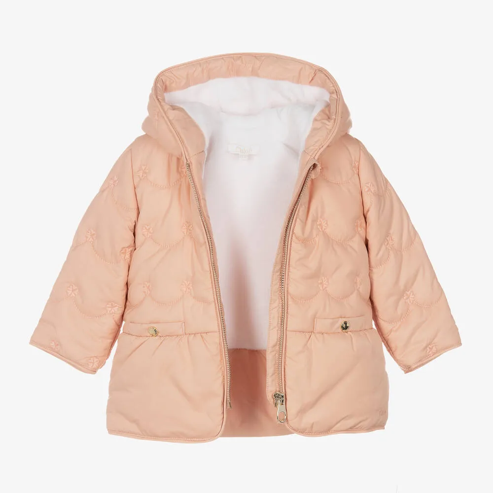 Girls Pink Quilted Coat