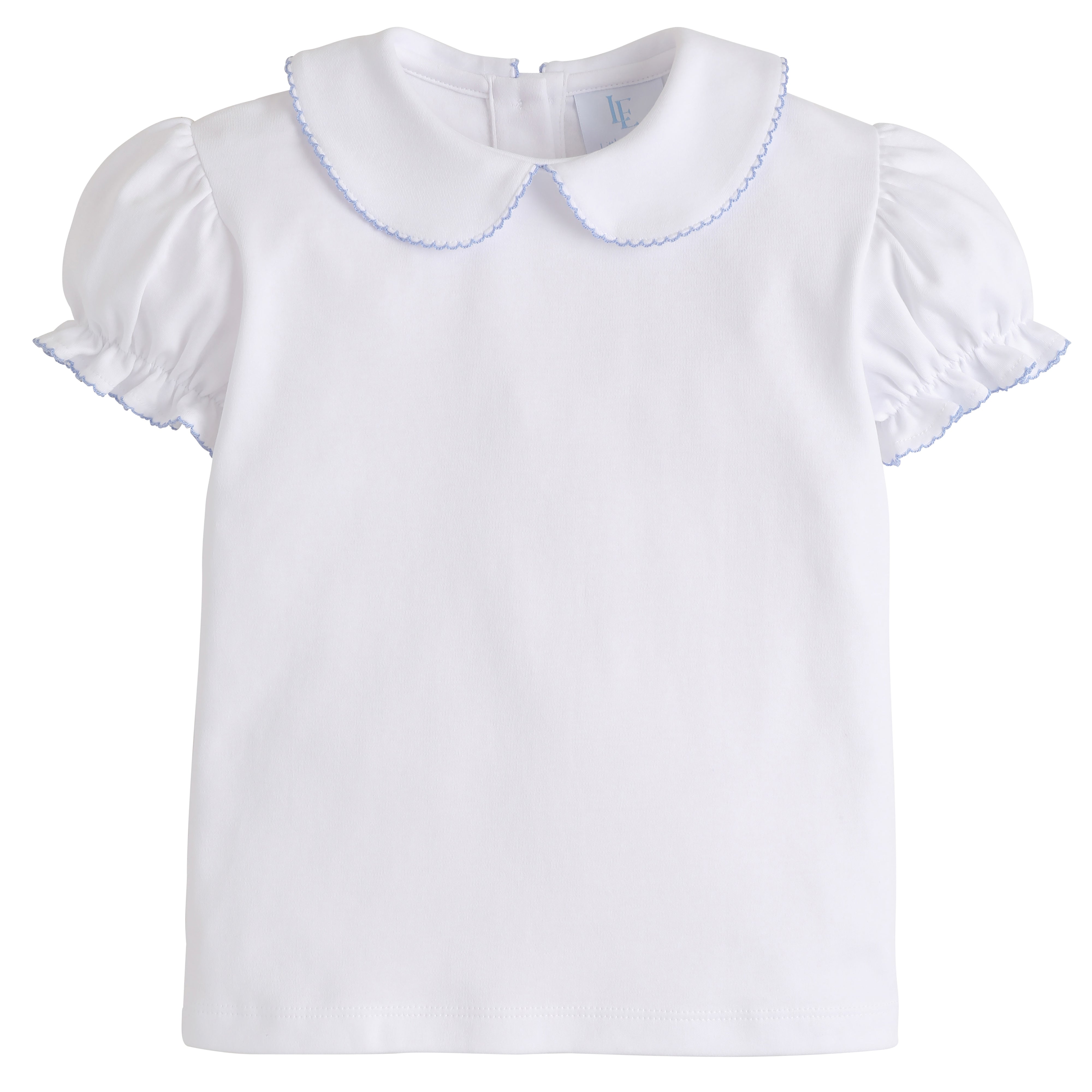 Girl's Short Sleeve Peter Pan Blouse - Light Blue