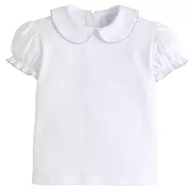 Girl's Short Sleeve Peter Pan Blouse - Light Blue