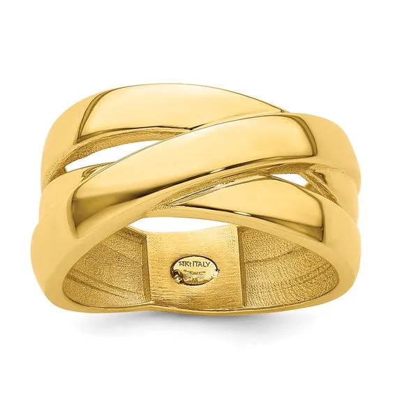 Gold Wide Criss Cross Ring