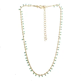 Green Swiss Dot Gold Necklace