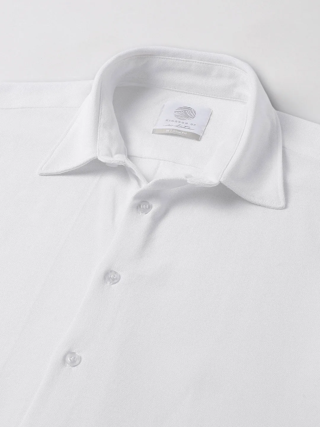 Half Sleeve Pique Knit White Shirt - Daylight