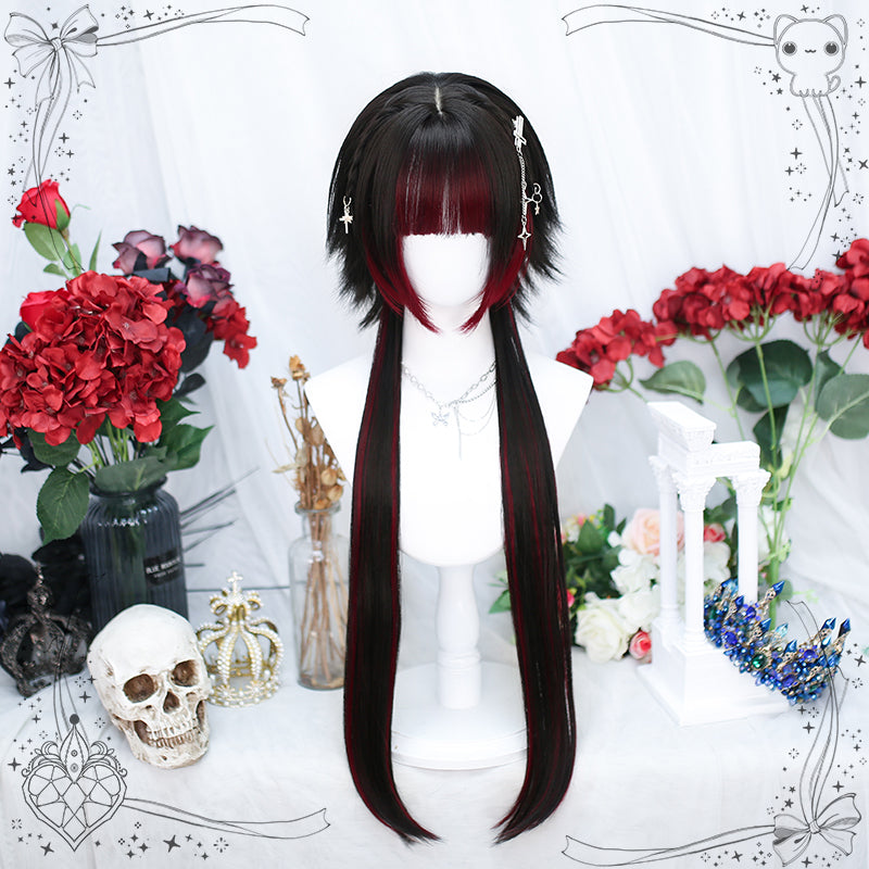 Harajuku Series Short Wig Long Braids Red Blue ON989