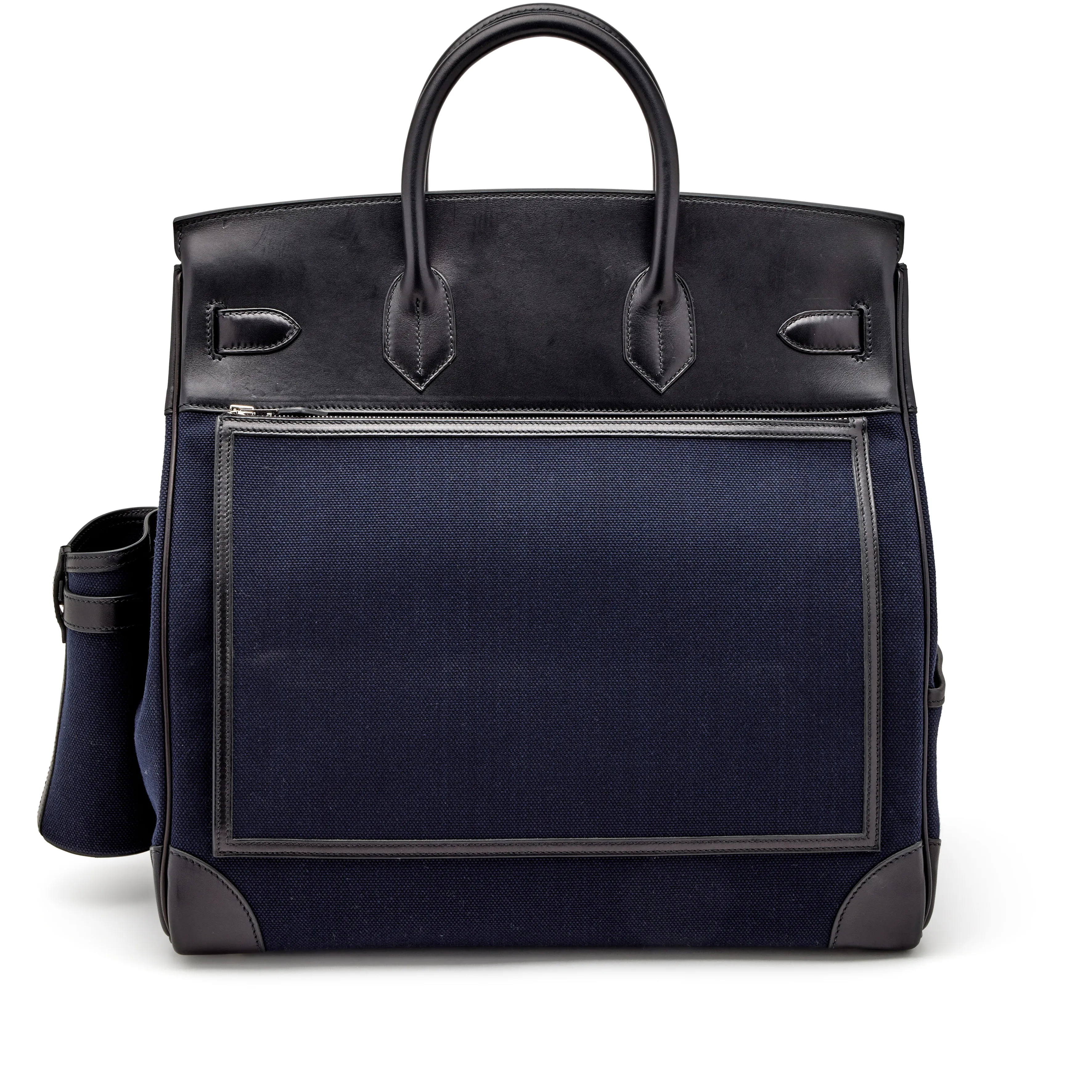 Hermès Bleu Marine Toile & Black Box Calf Cargo HAC 40 Palladium Hardware, 2021