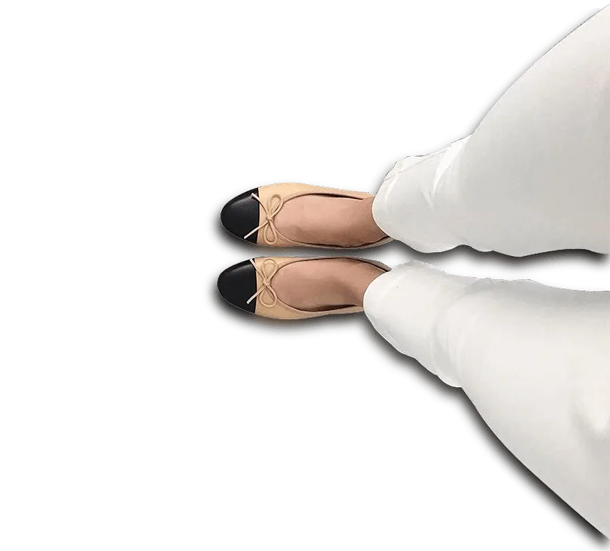 Lambskin Two Tone Bow Ballet Flats