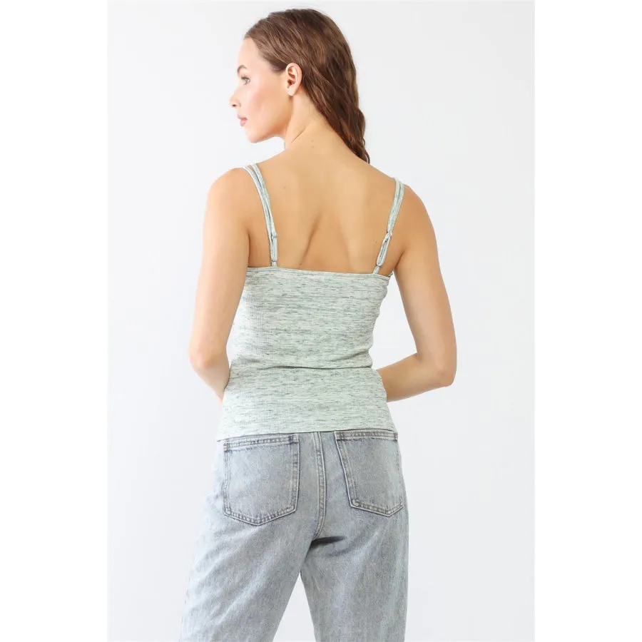 Le Lis Heathered Ribbed Adjustable Strap Cami