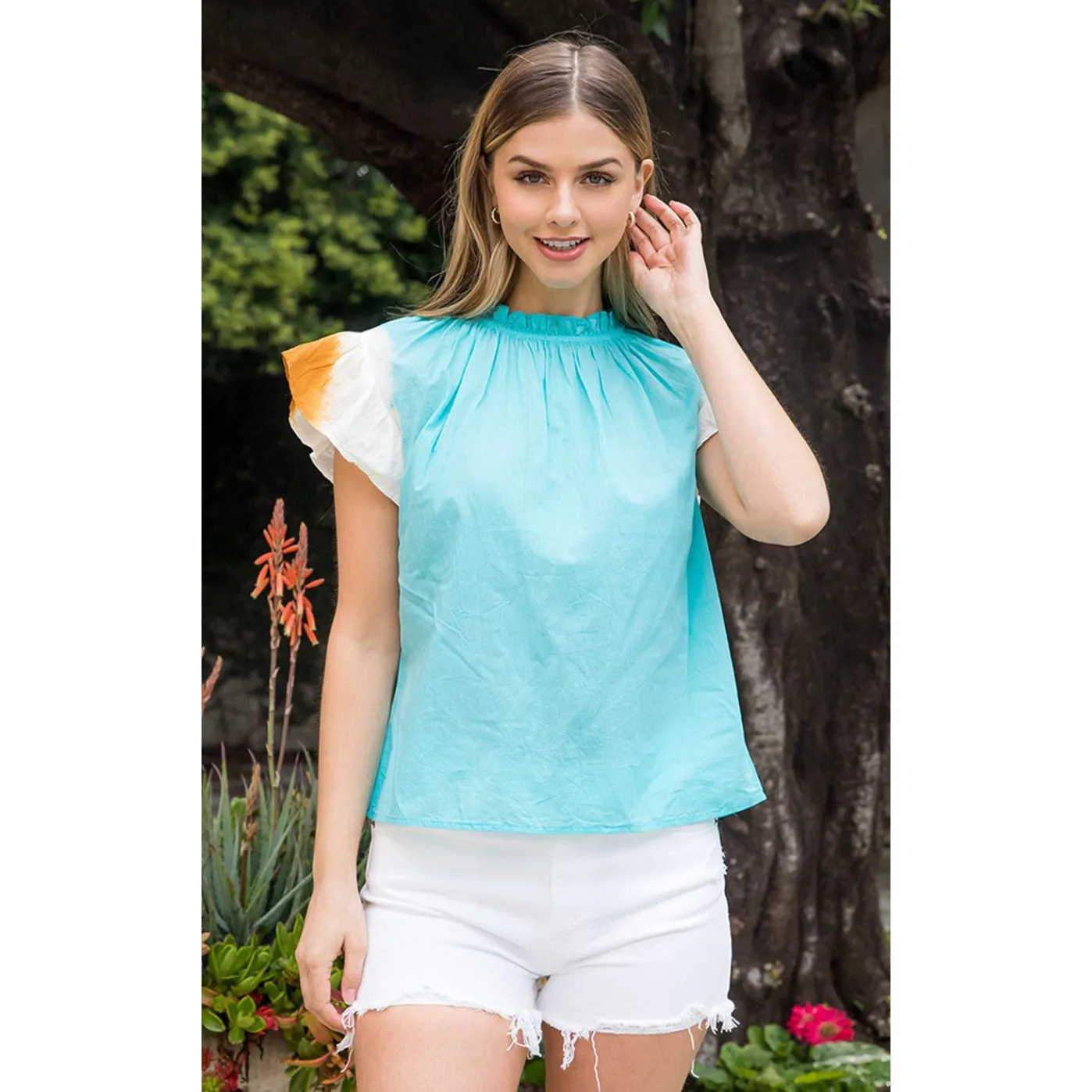 Lola Ombré Flutter Sleeve THML Top-SALE