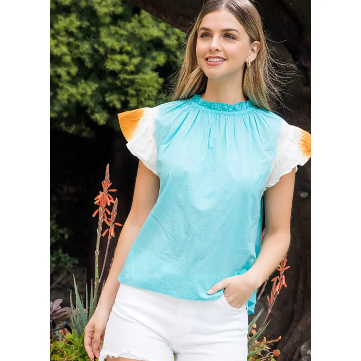 Lola Ombré Flutter Sleeve THML Top-SALE