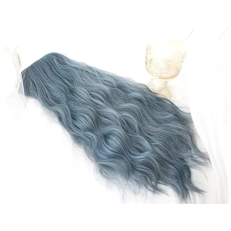 Lolita Blue Gray Wavy Long Curly Wig MK15443