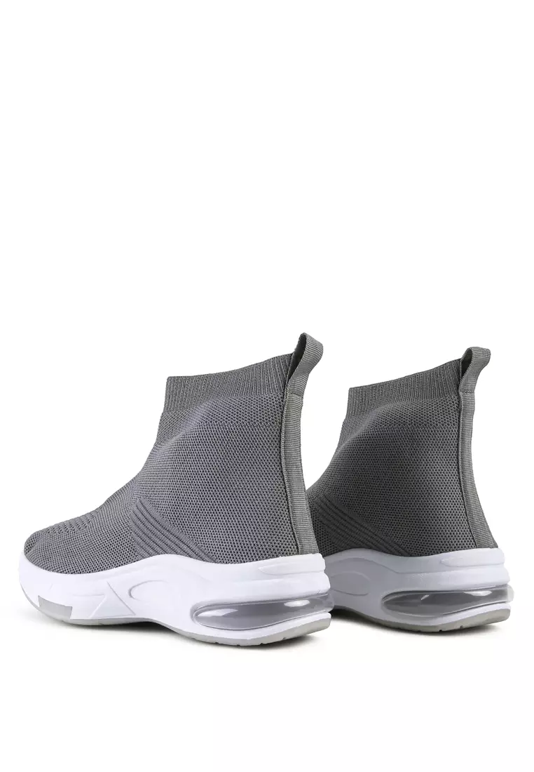 London Rag Grey Knitted Ankle Chunky Sneaker Boots