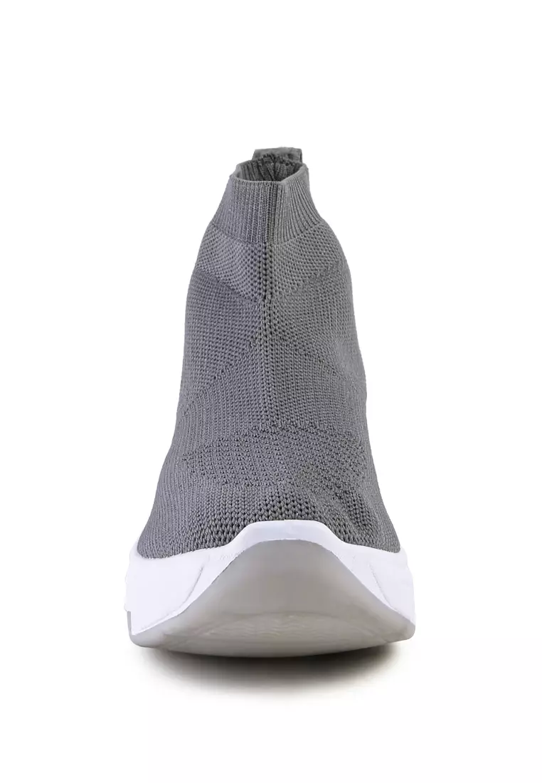 London Rag Grey Knitted Ankle Chunky Sneaker Boots