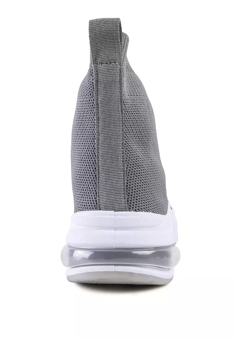 London Rag Grey Knitted Ankle Chunky Sneaker Boots