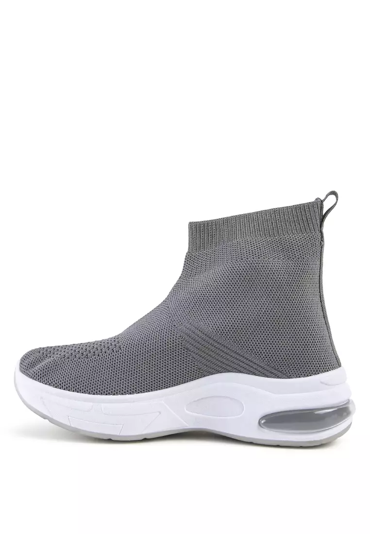 London Rag Grey Knitted Ankle Chunky Sneaker Boots