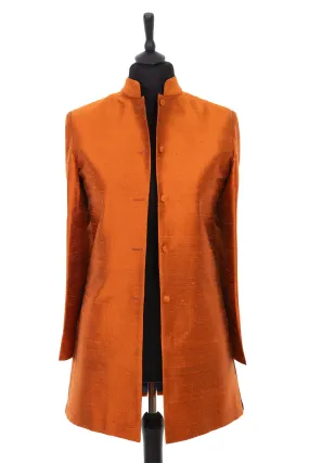 Long Nehru Jacket in Burnt Orange