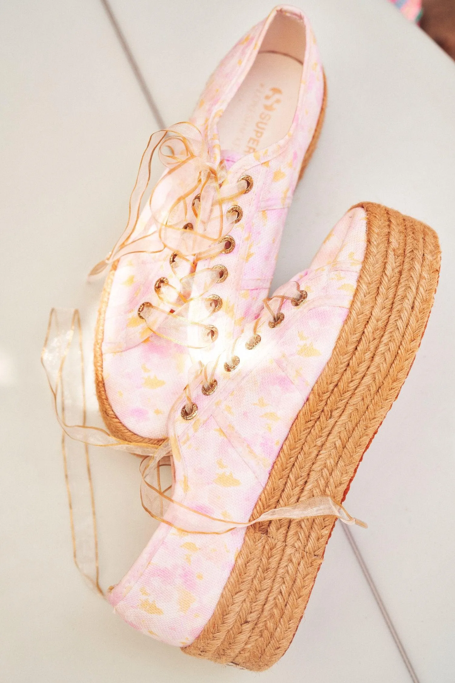 LoveShackFancy x Superga Platform Canvas Sneaker In Perky Peach