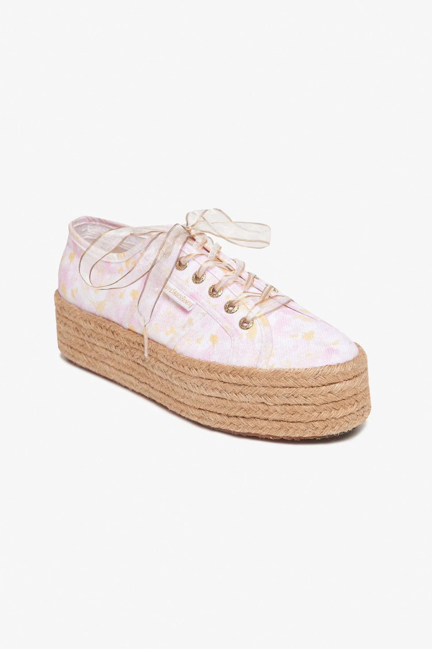 LoveShackFancy x Superga Platform Canvas Sneaker In Perky Peach