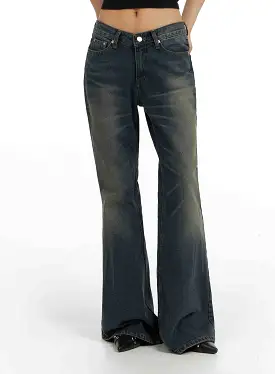 Low-Rise Washed Bootcut Jeans CF429