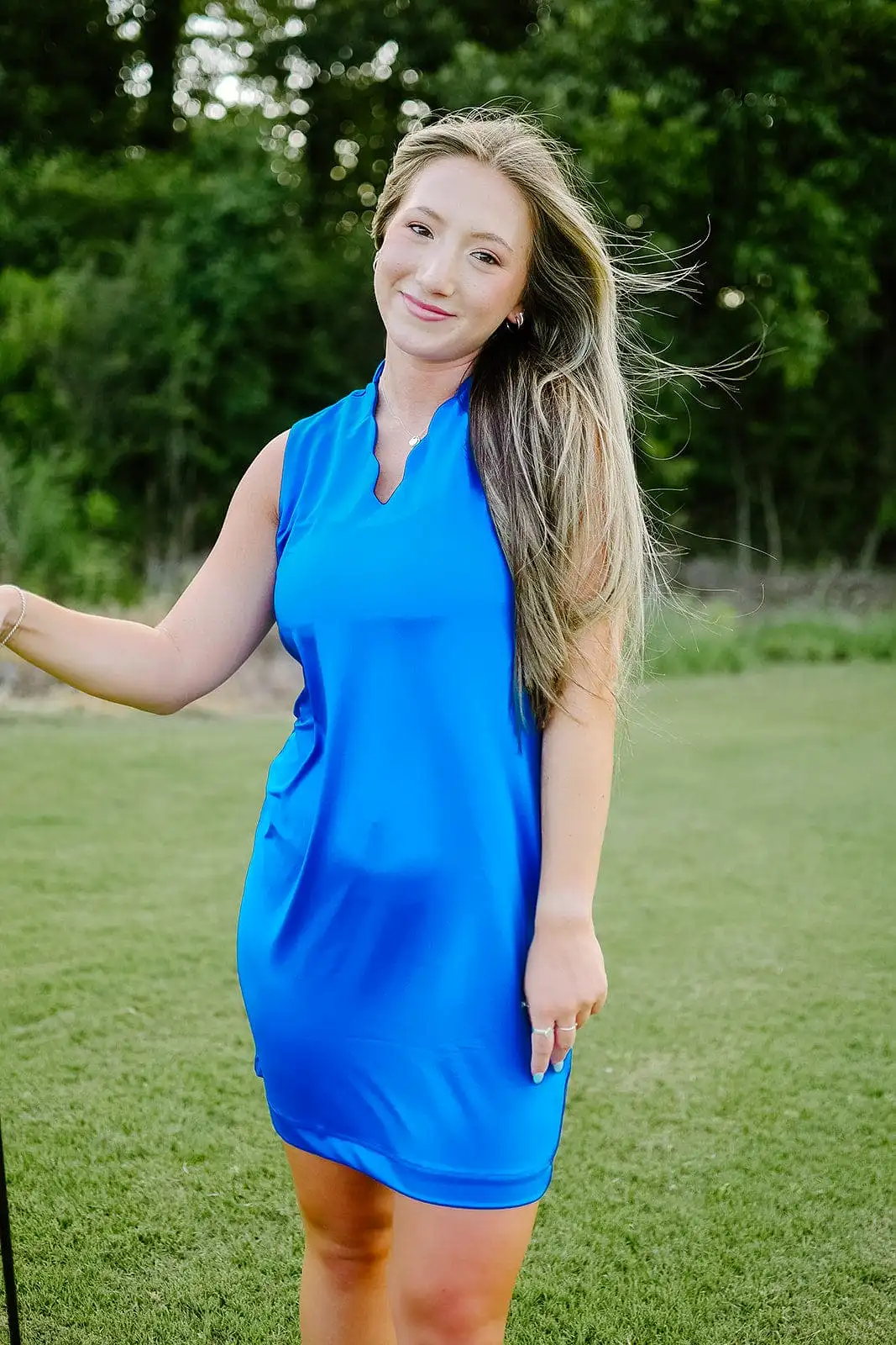 Lulu B Blue Scallop Neckline Dress