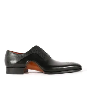 Magnanni 20120 Sanchez II Men's Shoes Black Grabado Print / Calf-Skin Leather Oxfords (MAGS1122)