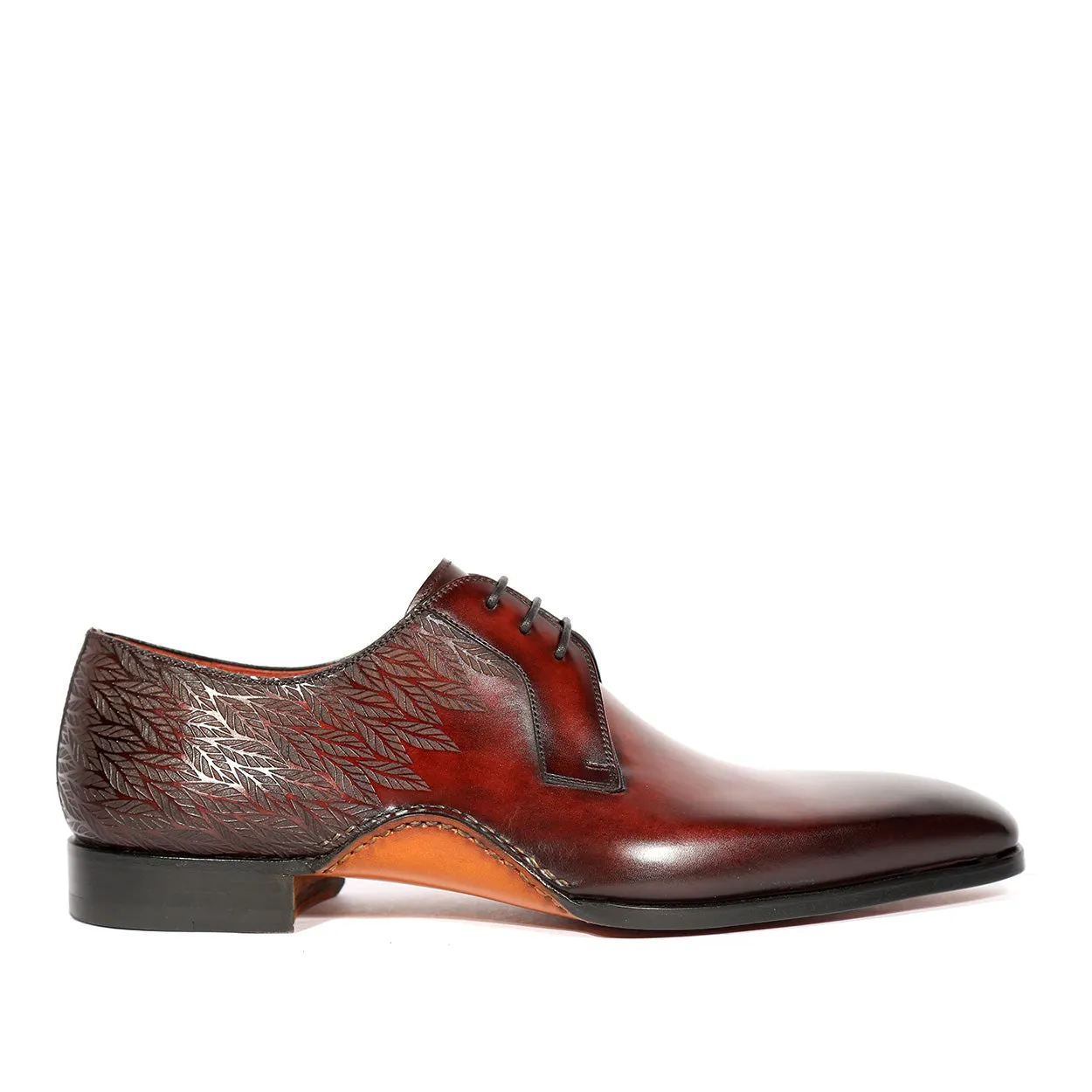 Magnanni 24834 Hayos Men's Shoes Burgundy Laser Print / Calf-Skin Leather Derby Oxfords (MAGS1123)