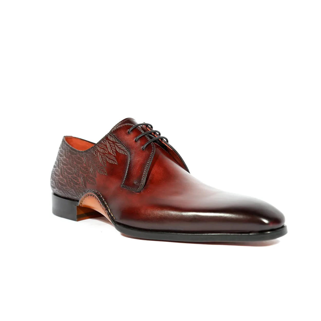 Magnanni 24834 Hayos Men's Shoes Burgundy Laser Print / Calf-Skin Leather Derby Oxfords (MAGS1123)