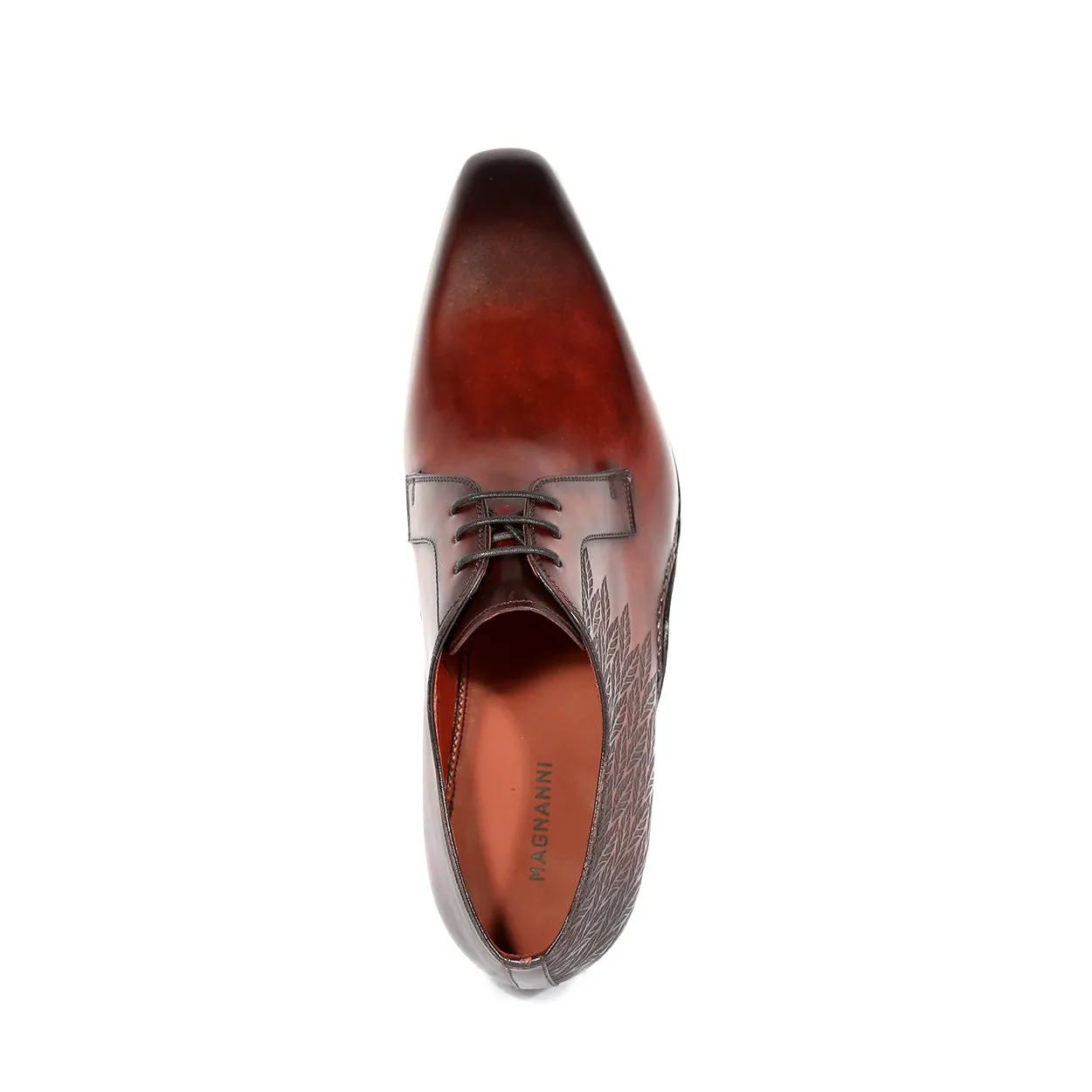 Magnanni 24834 Hayos Men's Shoes Burgundy Laser Print / Calf-Skin Leather Derby Oxfords (MAGS1123)