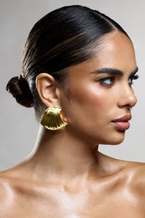 Marci | Gold Ribbed Statement Earrings