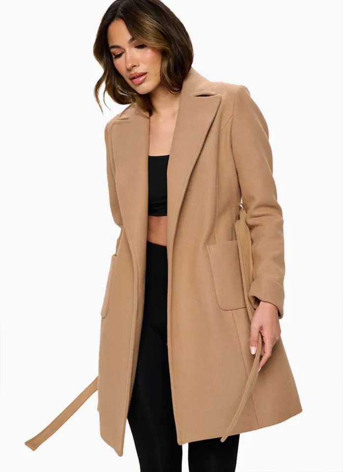 Melania Belted Coat Khaki