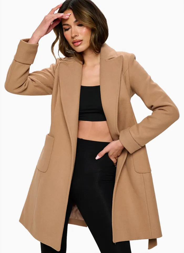 Melania Belted Coat Khaki