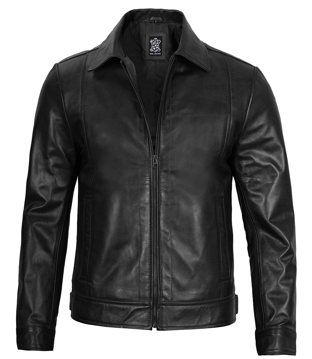 Men's Black Harrington Leather Jacket