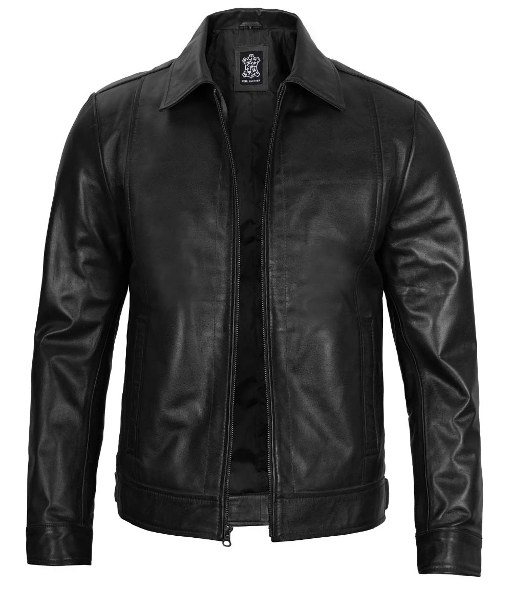 Men's Black Harrington Leather Jacket