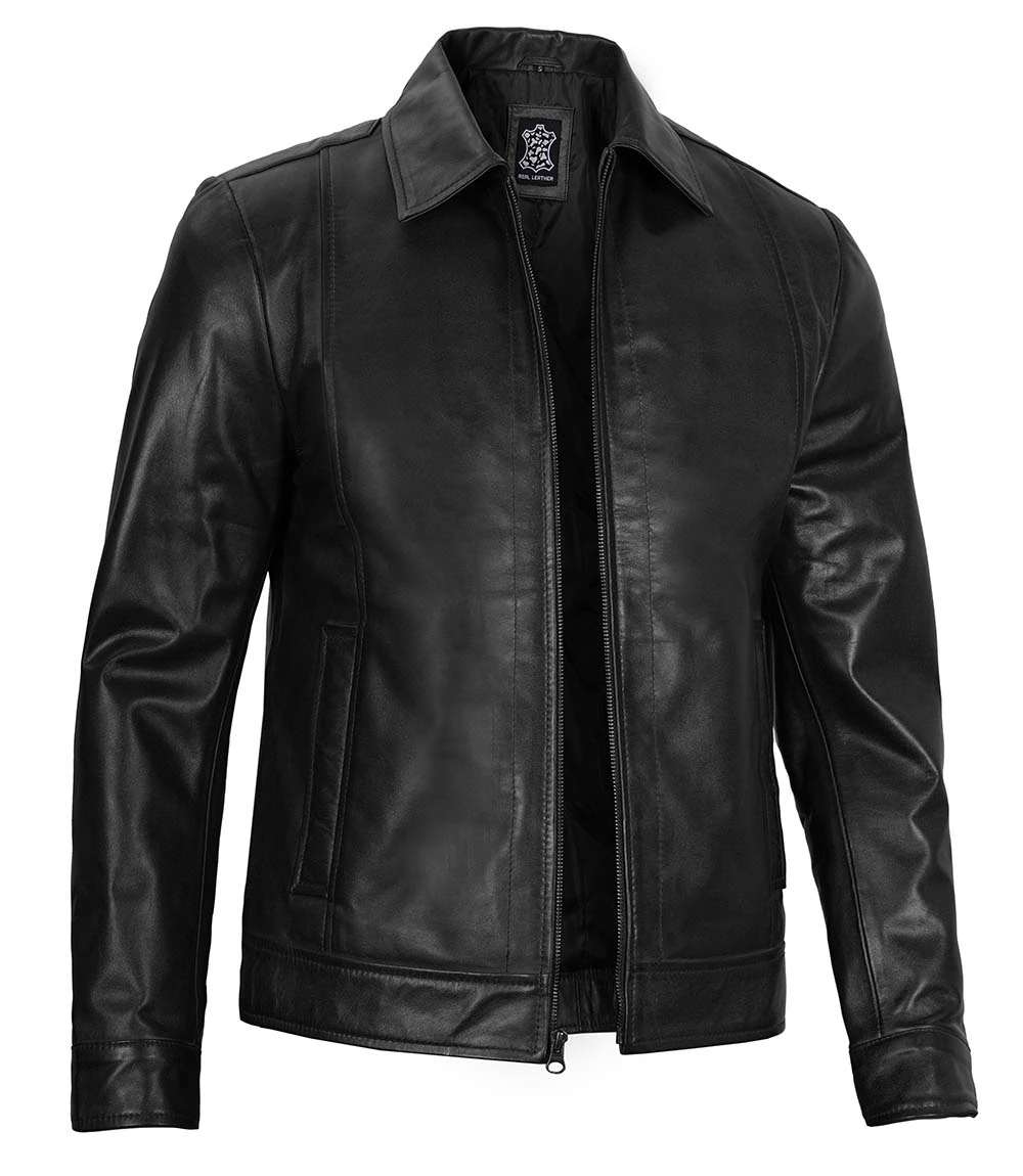 Men's Black Harrington Leather Jacket