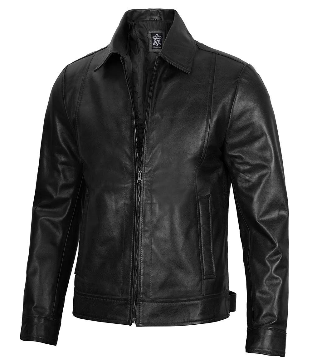 Men's Black Harrington Leather Jacket