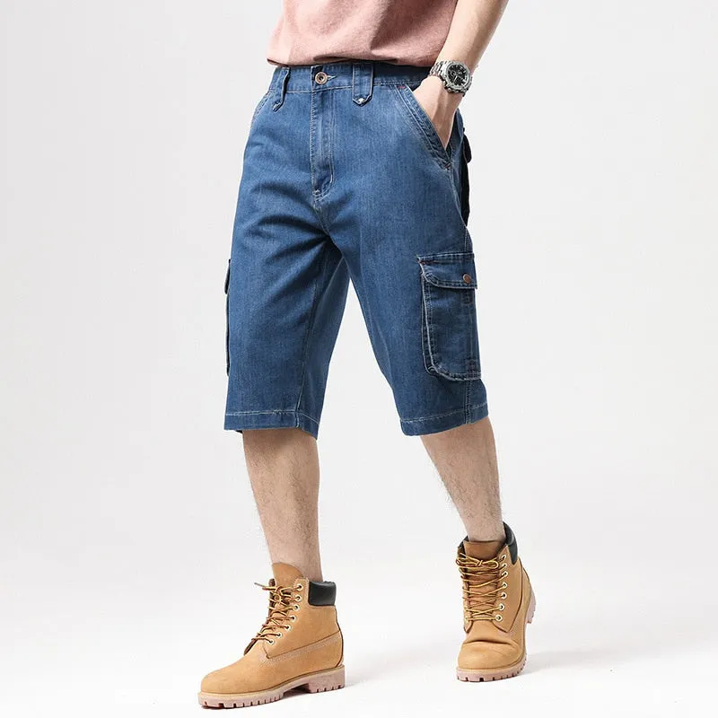 Men's Cotton Hip Hop Style Pocket Decor Loose Fit Cargo Shorts