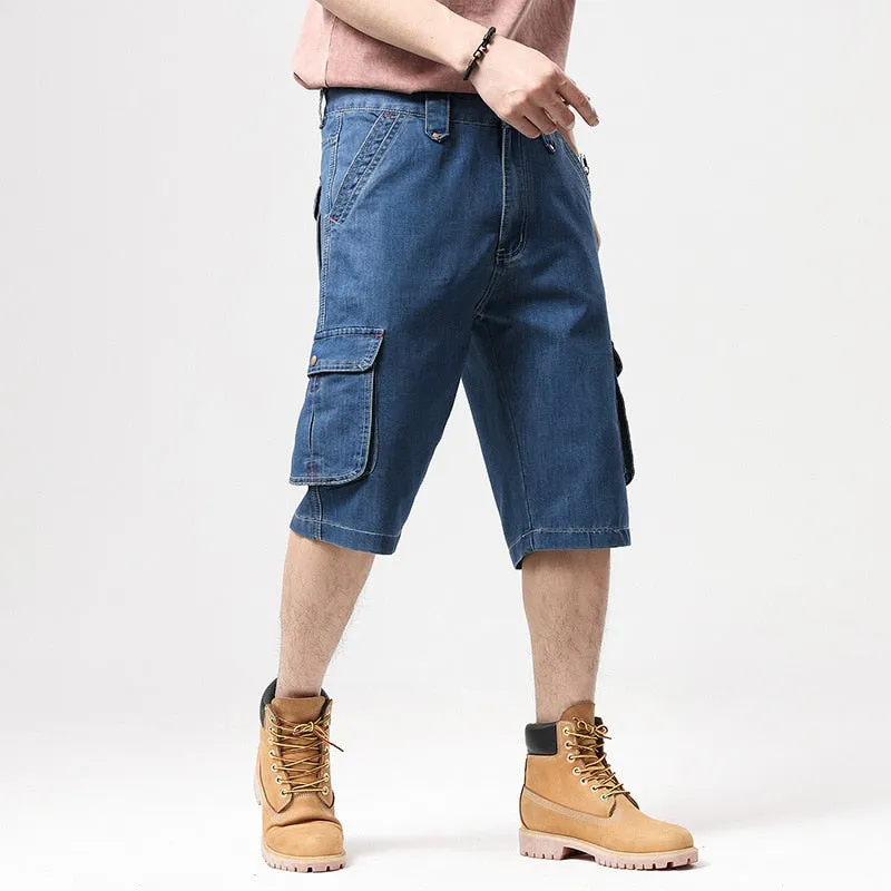 Men's Cotton Hip Hop Style Pocket Decor Loose Fit Cargo Shorts