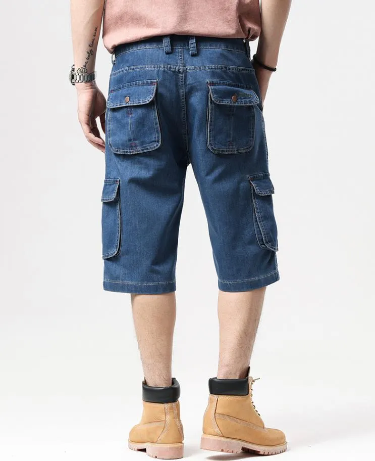 Men's Cotton Hip Hop Style Pocket Decor Loose Fit Cargo Shorts