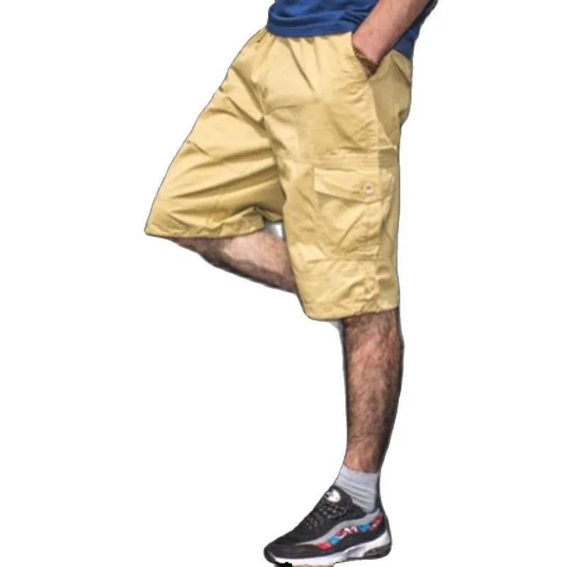 Men's Cotton Summer Casual Solid Mid waist Baggy Cargo Shorts