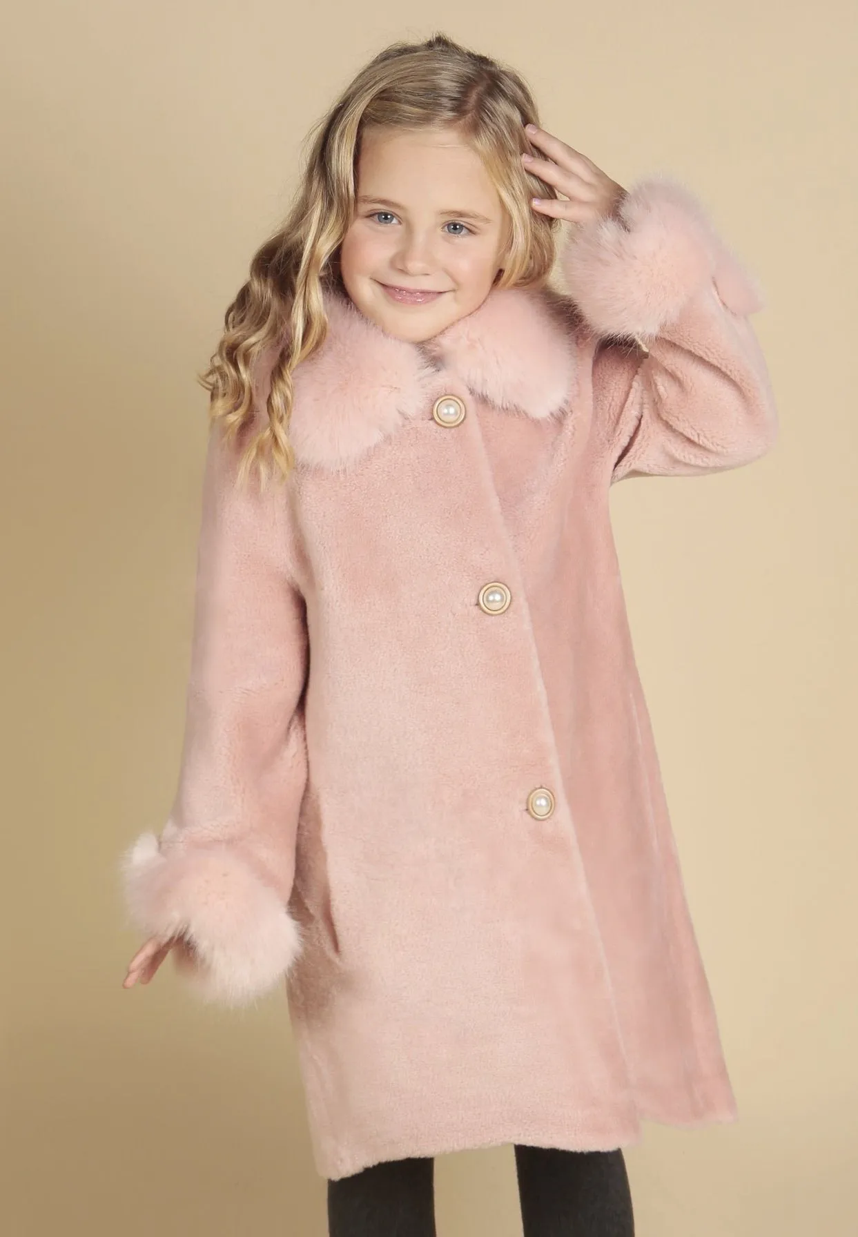 'Mini' 'Monroe' Wool Coat in Rosa