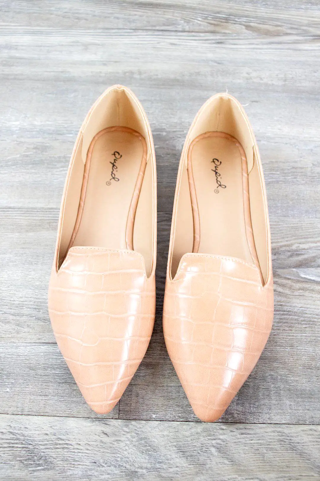 Mocha Croc Pointed Toe Flats