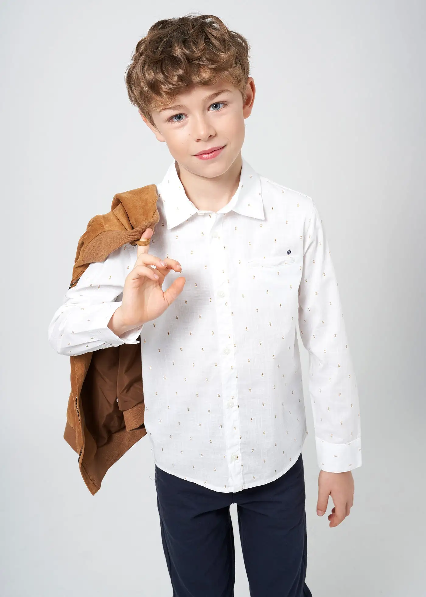 Nukutavake Boys White Long Short Sleeve Dress Shirt_ 6123-32