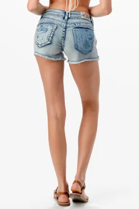 Patch Work Detail Low Rise Denim Shorts